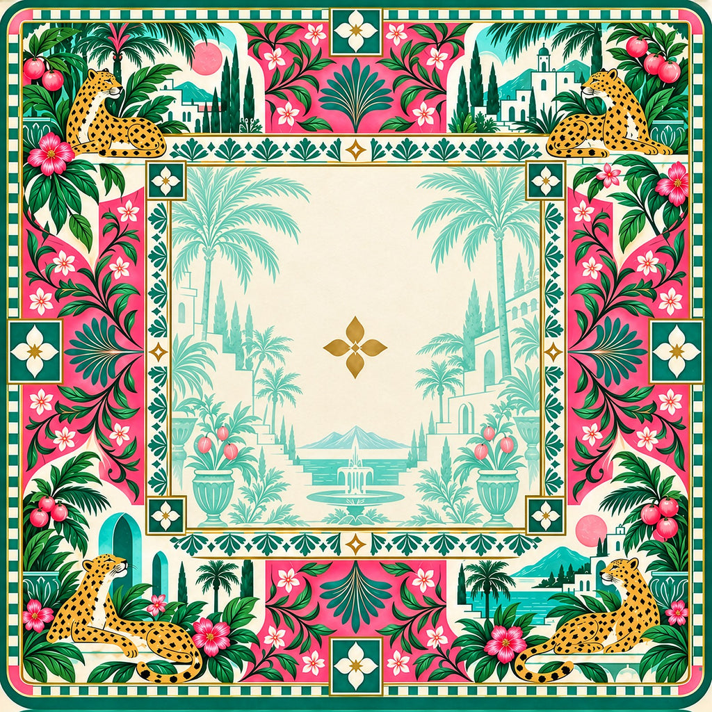 Emerald Leopard Garden American Mahjong Mat