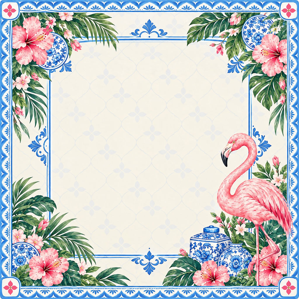 Flamingo Porcelain Garden American Mahjong Mat