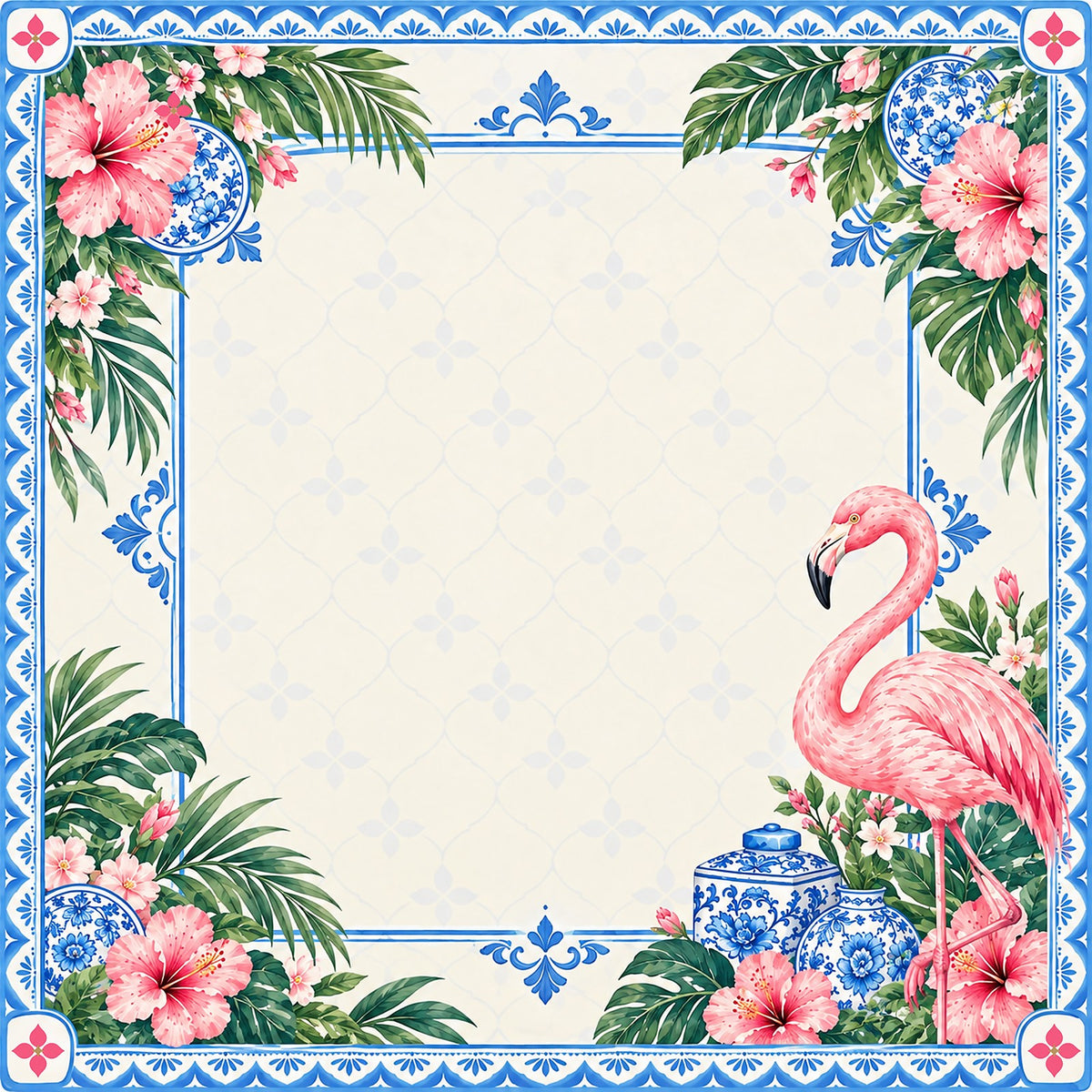 Flamingo Porcelain Garden American Mahjong Mat