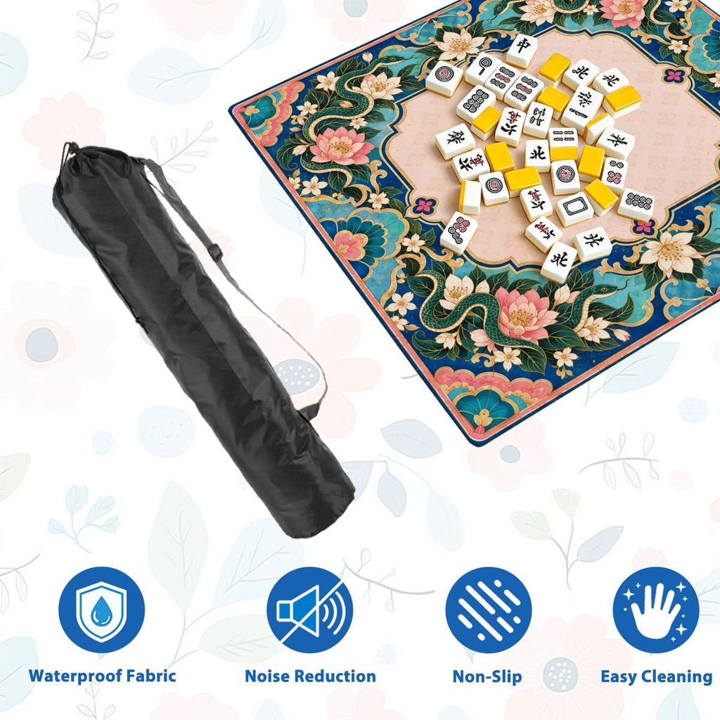 Lotus Serpent Garden Sleek-Surface American Mahjong Mat – 2 Sizes Available