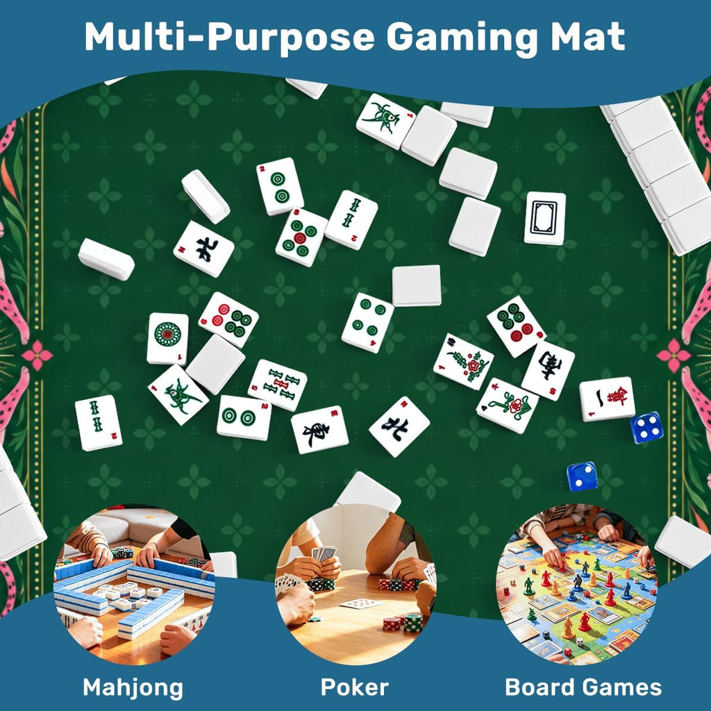 Peacock Pool Garden Sleek-Surface American Mahjong Mat – 2 Sizes Available