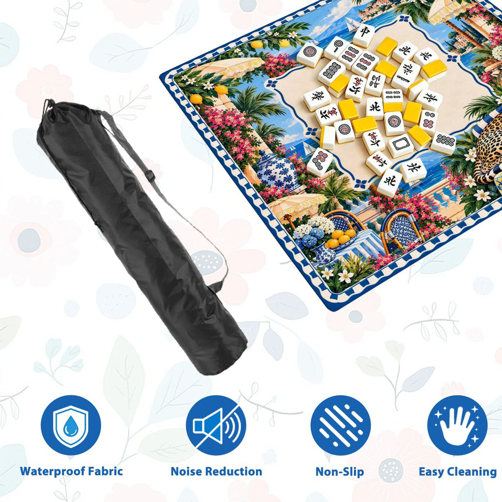 Riviera Leopard Garden Sleek-Surface American Mahjong Mat – 2 Sizes Available