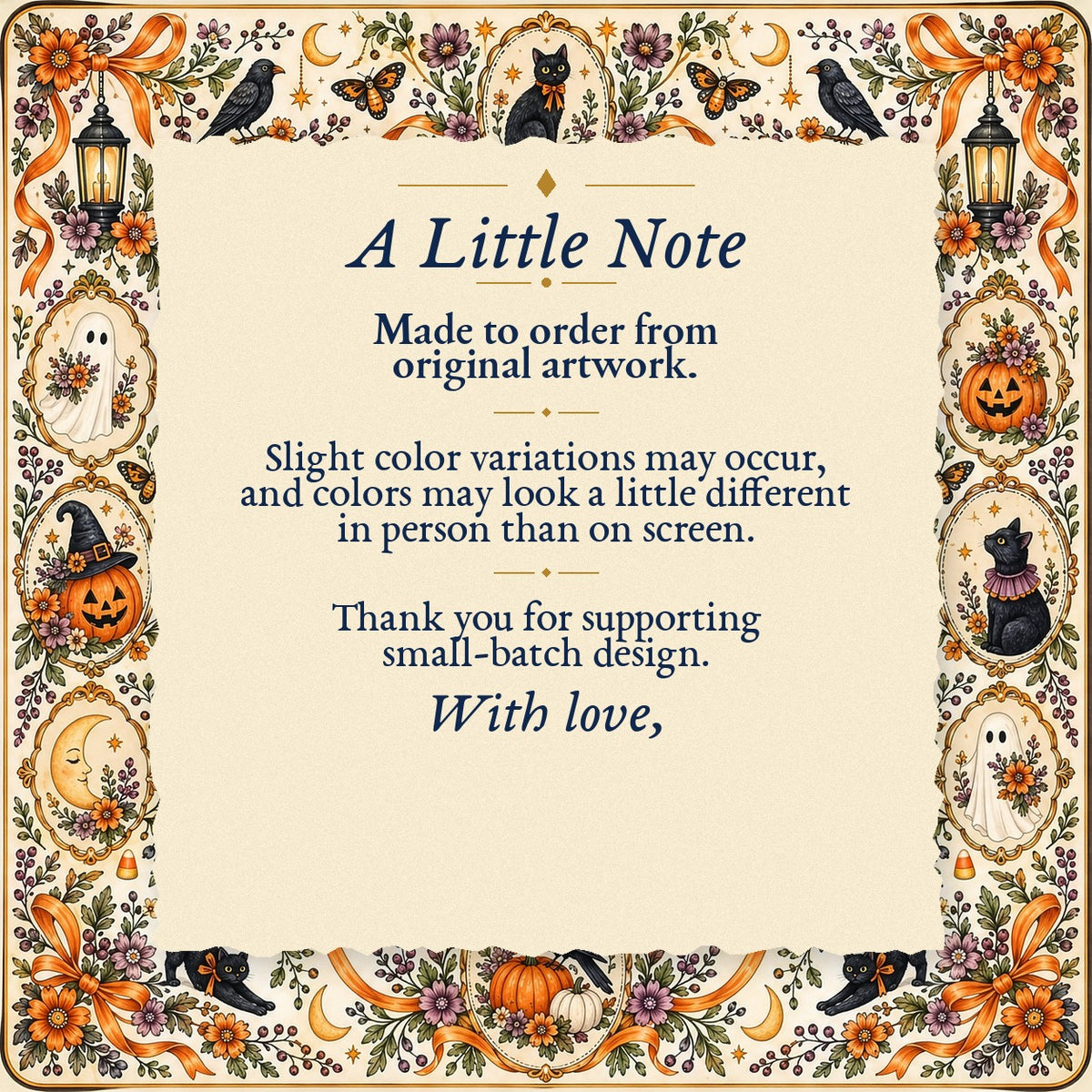 A Little Note – made-to-order color variation notice