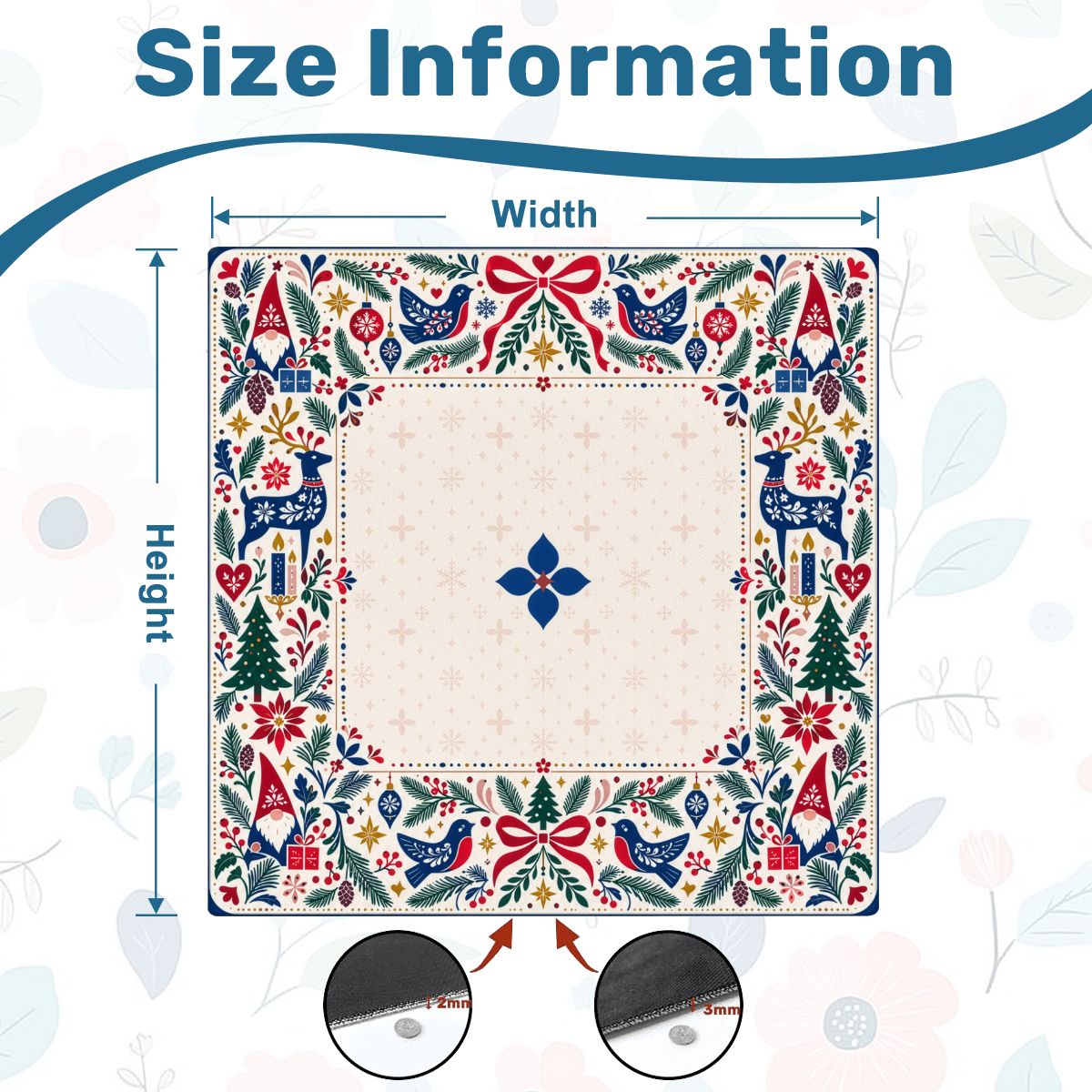 Nordic Christmas Sleek-Surface American Mahjong Mat – 2 Sizes Available