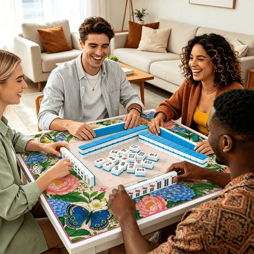 Butterfly Blossom Garden Sleek-Surface American Mahjong Mat – 2 Sizes Available