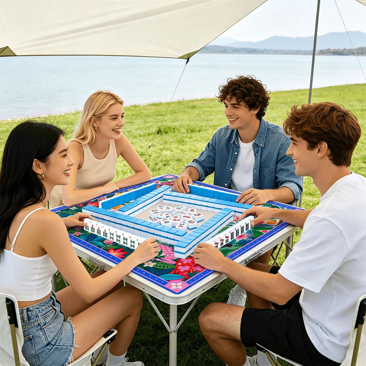 Peacock Garden Sleek-Surface American Mahjong Mat – 2 Sizes Available