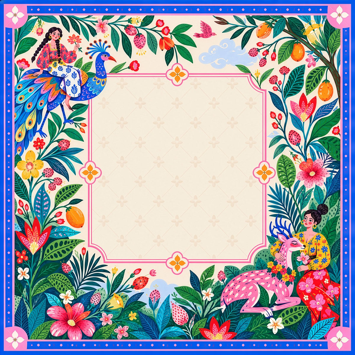 Peacock Garden American Mahjong Mat