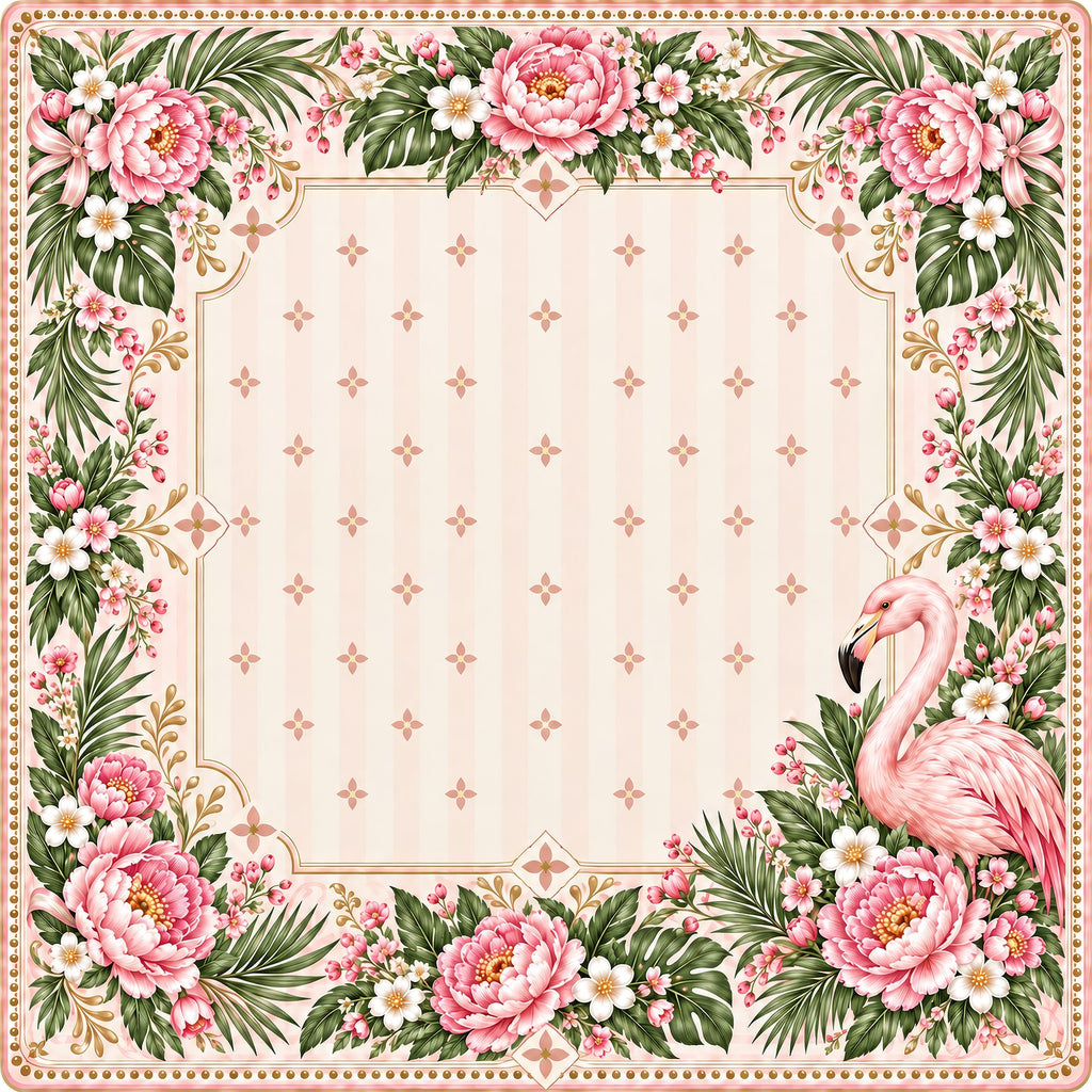 Pink Flamingo Garden American Mahjong Mat