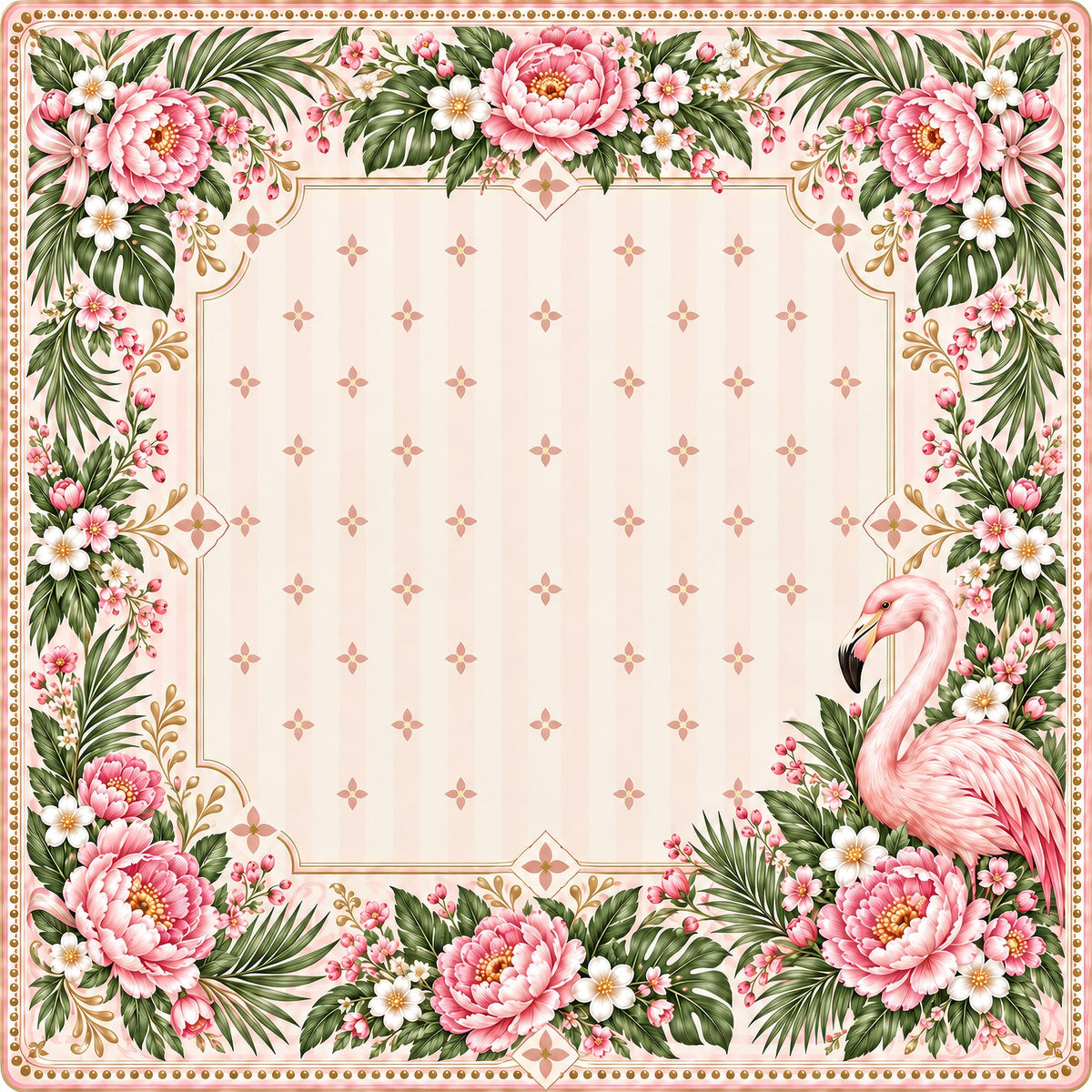 Pink Flamingo Garden American Mahjong Mat