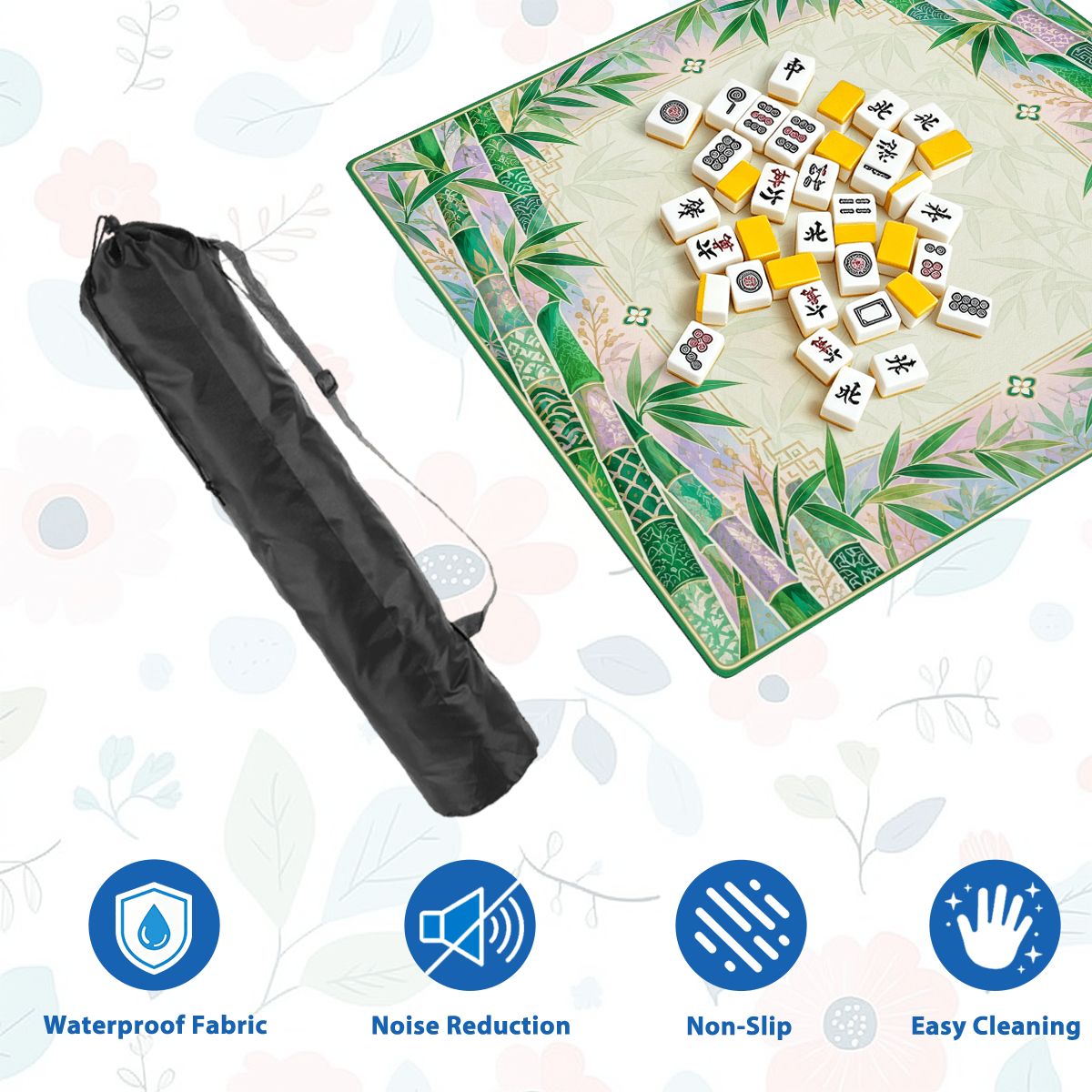 Jade Bamboo Garden Sleek-Surface American Mahjong Mat – 2 Sizes Available