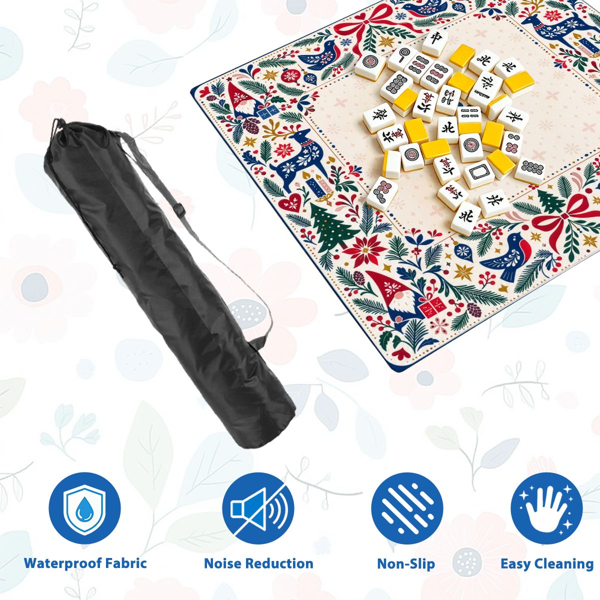 Nordic Christmas Sleek-Surface American Mahjong Mat – 2 Sizes Available