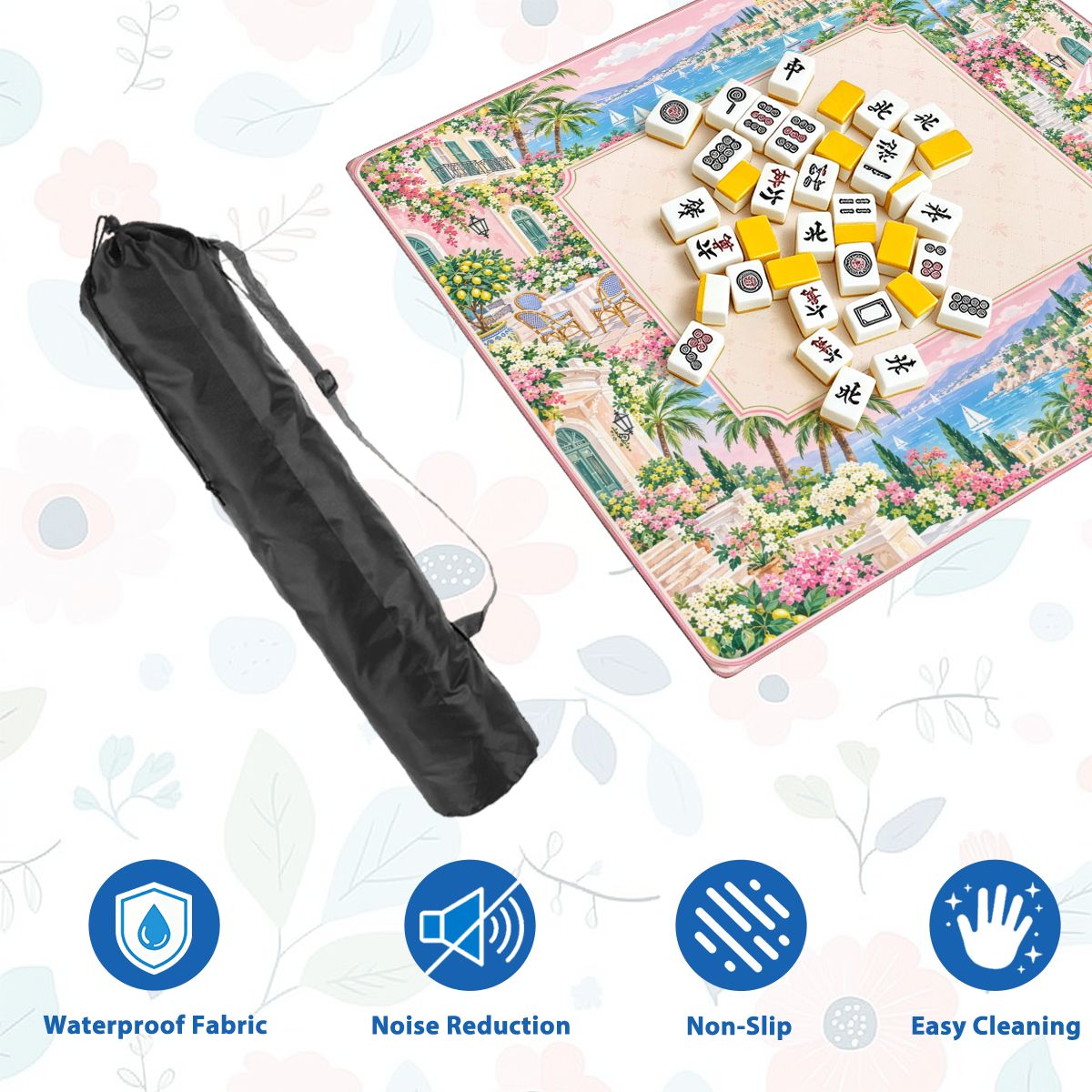 Riviera Garden Sleek-Surface American Mahjong Mat – 2 Sizes Available