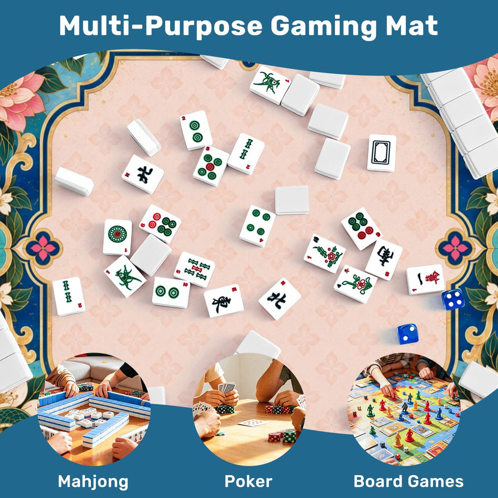 Lotus Serpent Garden Sleek-Surface American Mahjong Mat – 2 Sizes Available