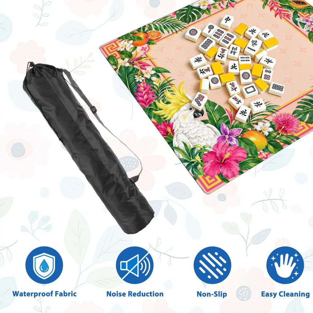 Tropical Cockatoo Garden Sleek-Surface American Mahjong Mat – 2 Sizes Available