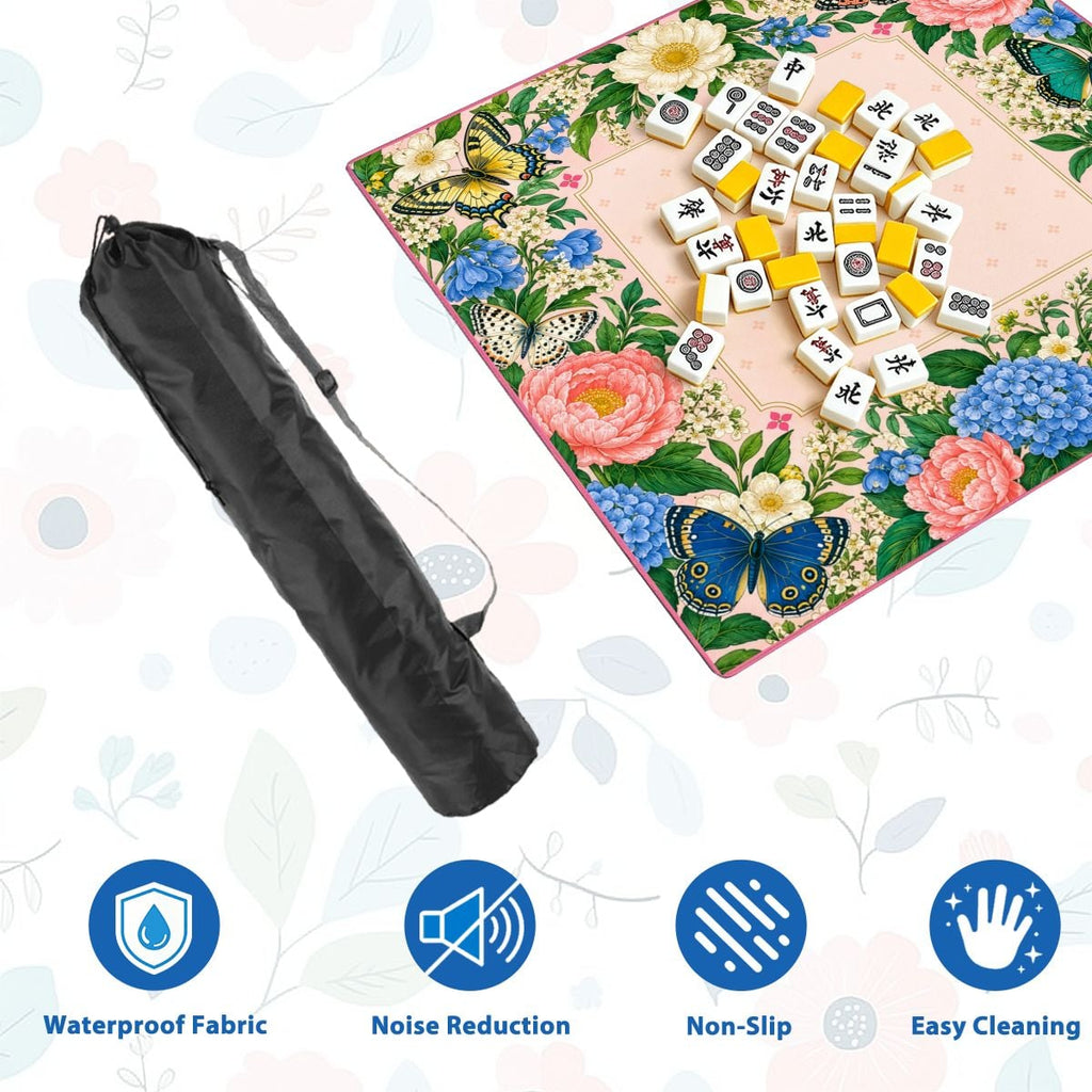 Butterfly Blossom Garden Sleek-Surface American Mahjong Mat – 2 Sizes Available