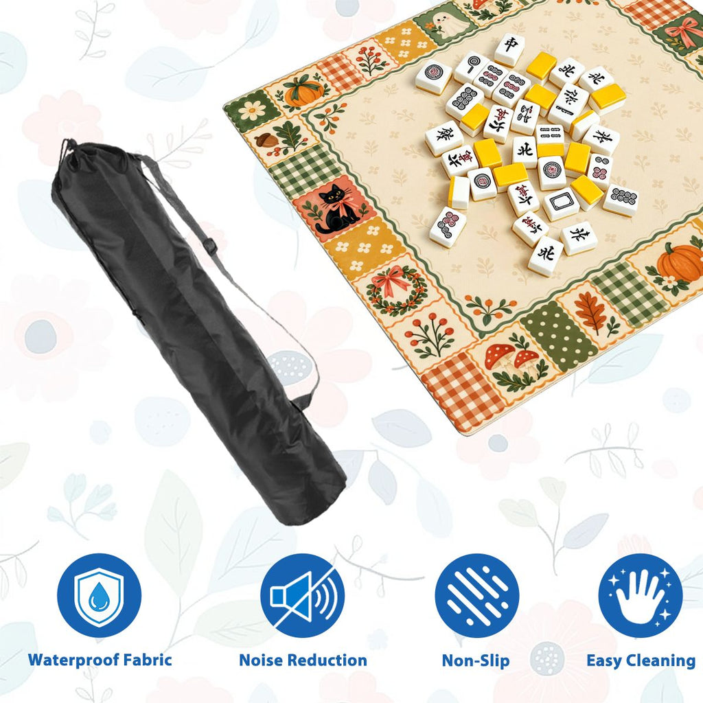 Autumn Patchwork Sleek-Surface American Mahjong Mat – 2 Sizes Available