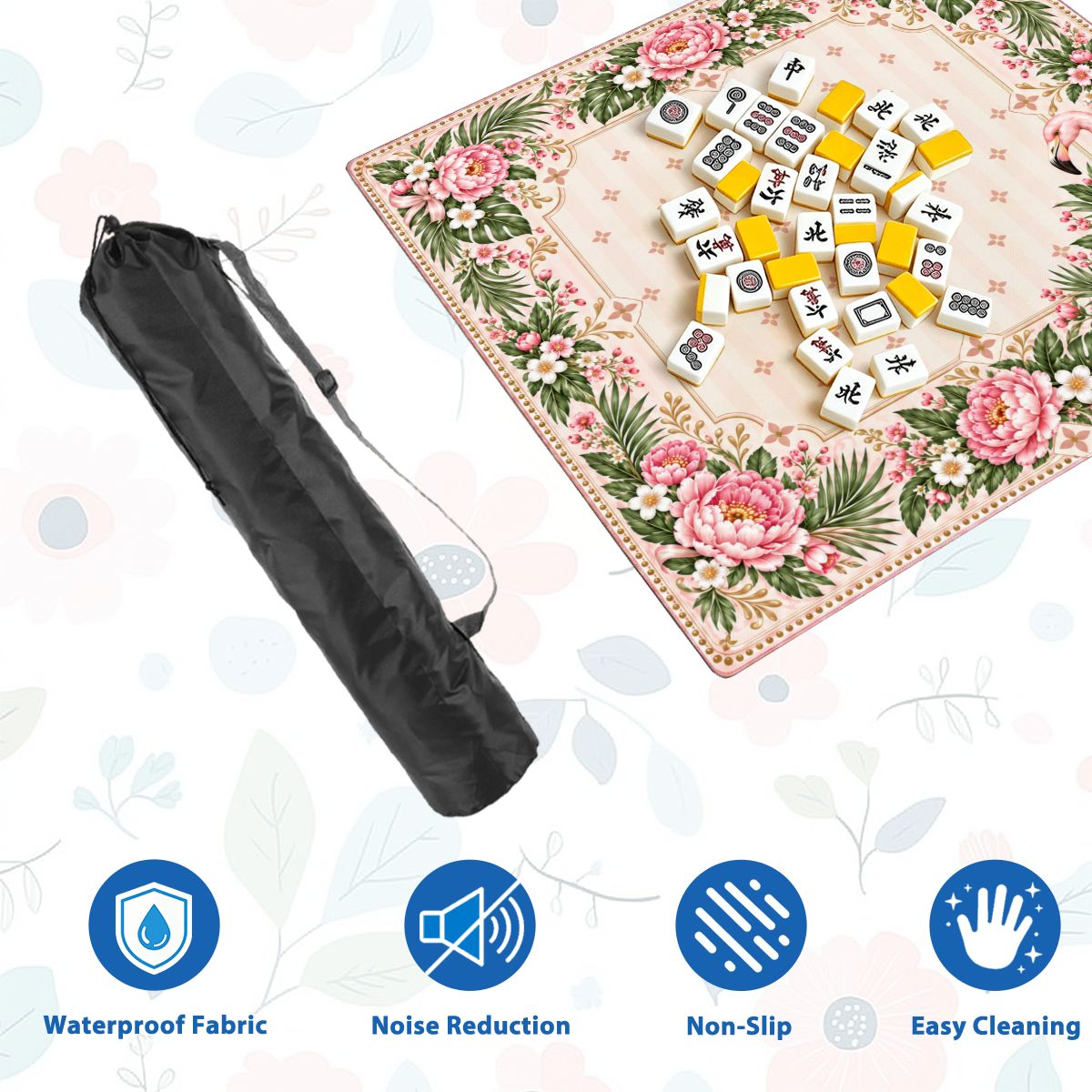 Pink Flamingo Garden Sleek-Surface American Mahjong Mat – 2 Sizes Available