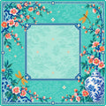 Turquoise Chinoiserie Garden American Mahjong Mat