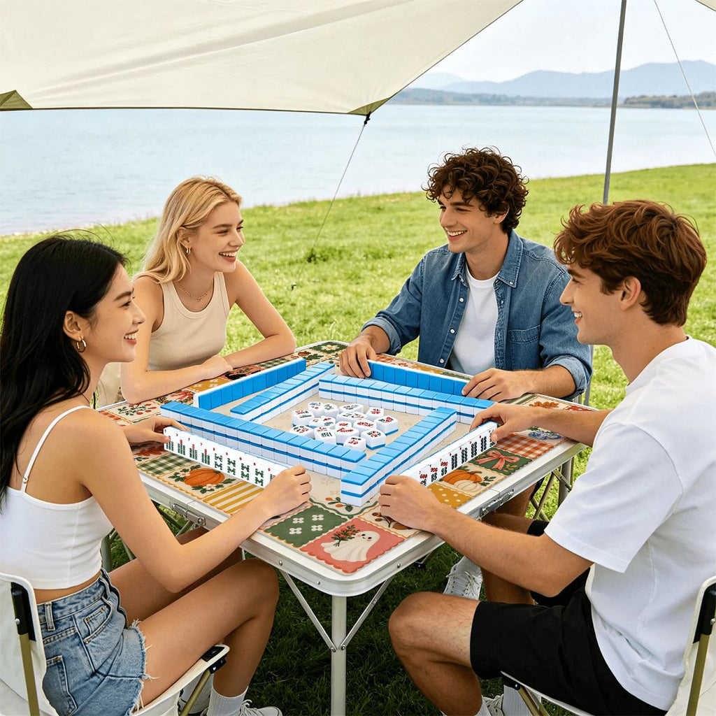 Autumn Patchwork Sleek-Surface American Mahjong Mat – 2 Sizes Available