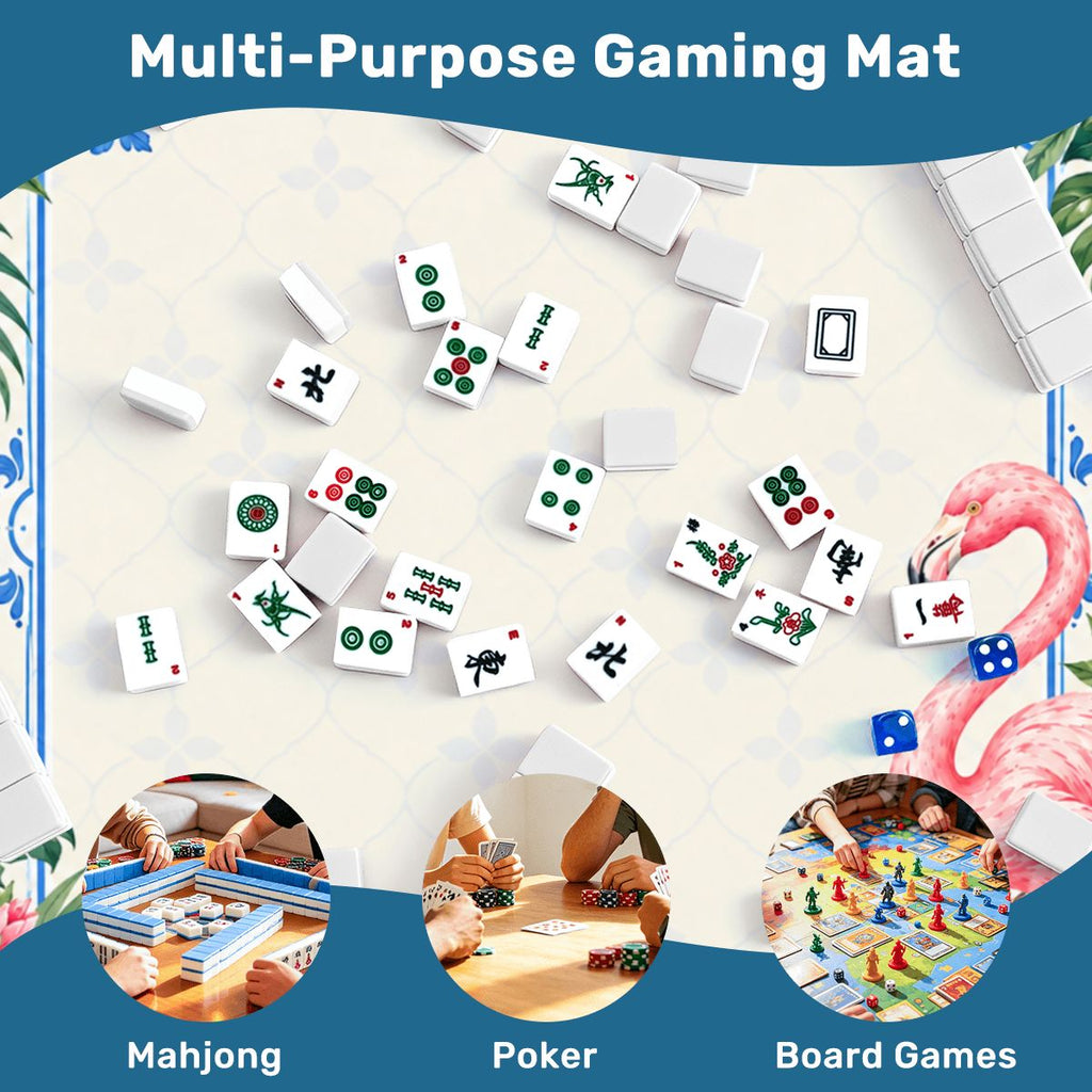 Flamingo Porcelain Garden Sleek-Surface American Mahjong Mat – 2 Sizes Available