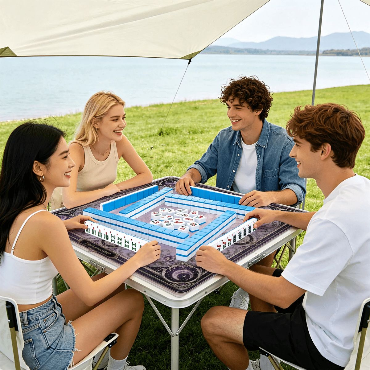 Moonlit Nocturne American Mahjong Mat – 31.5in, 2mm - Ship Folded